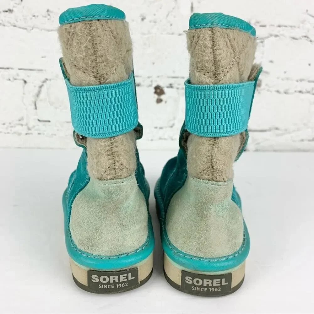 Sorel Newbie Girls Toddler Blue Suede Boots 8